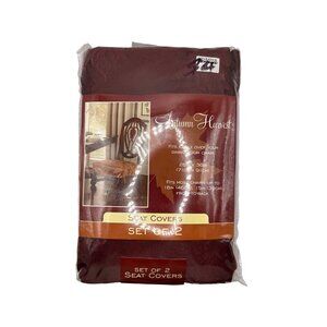 Autumn Harvest Dining Room Chair Seat Covers Set Of 2 28"x36" Wine Polyester/Cot